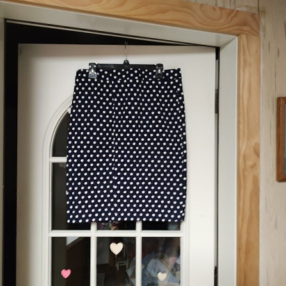 New Pixley Navy Blue White Polka Dot Pencil Skirt Women's XL